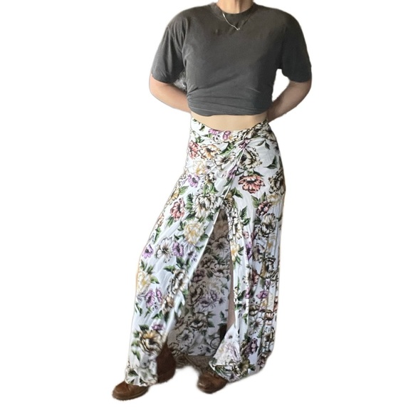 y2k long Split front high slit wrap maxi floral skirt long summer sz m - Picture 1 of 4